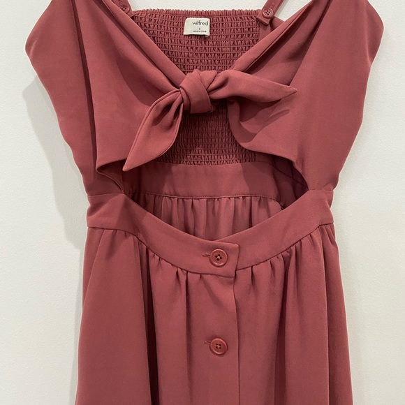 Aritzia Wilfred Mauve Front Tie Cutout Midi Dress - Picture 4 of 5